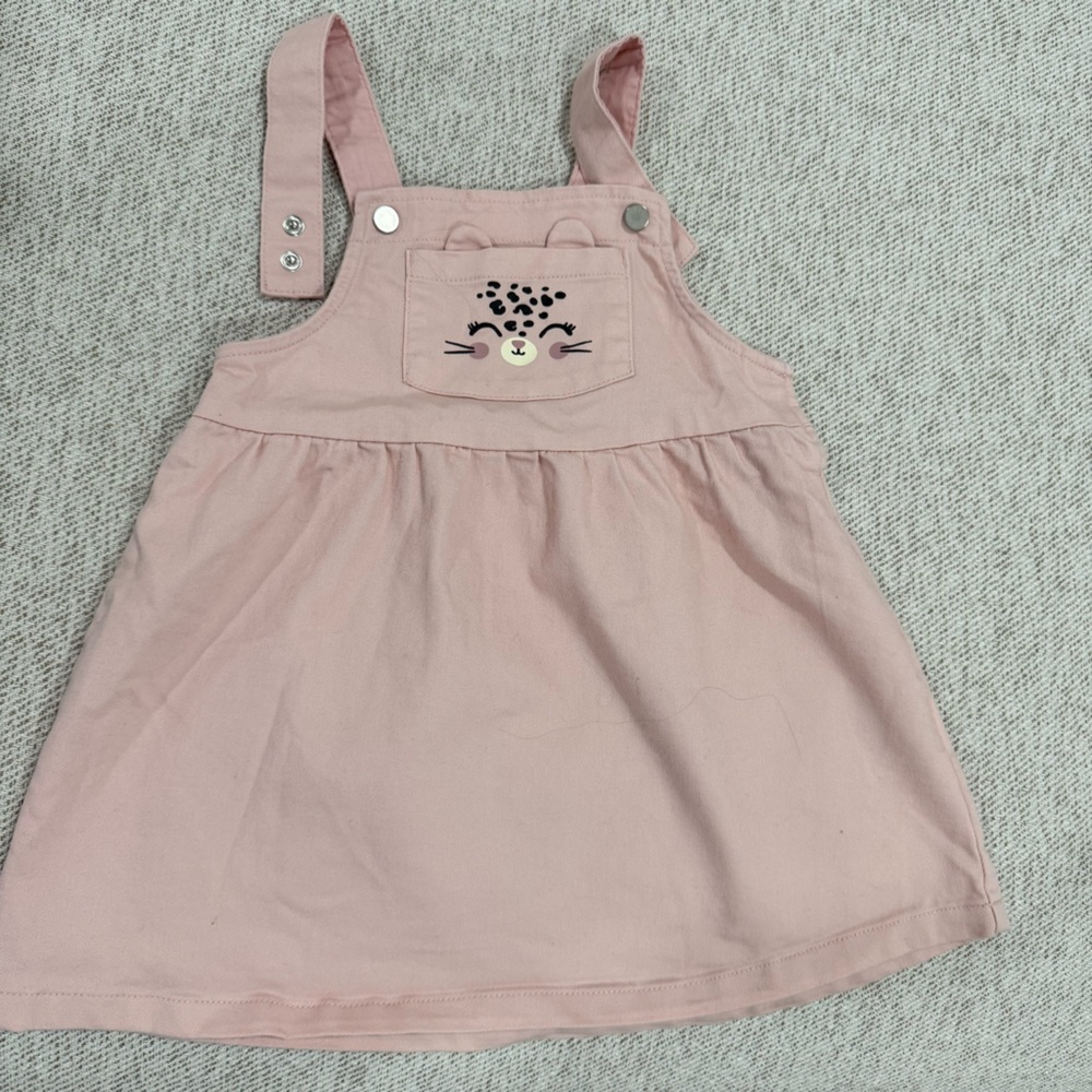 H&M Pink Toddler Overall  Dress with kitty design